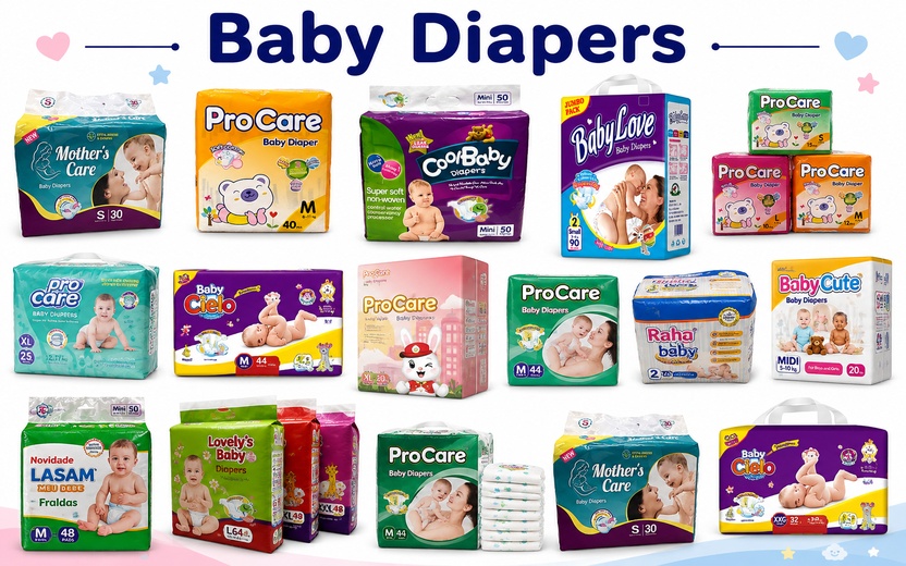 Baby diaper product range