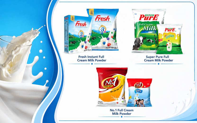 Milk powder products including full cream milk powder in box, pouch, and retail pack formats
