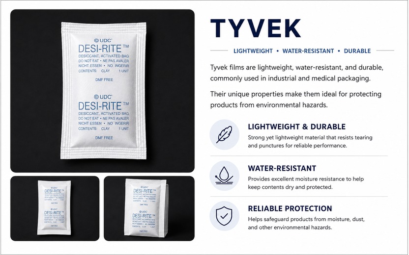 Tyvek desiccant packaging material