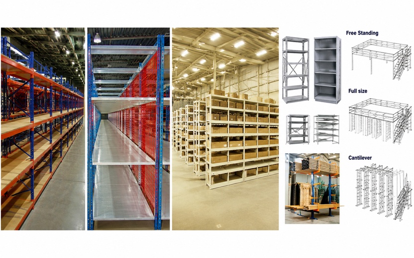 Pallet racks and industrial shelving systems for supermarkets, warehouses, factories, and commercial storage facilities